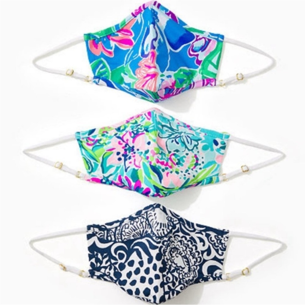 Lilly Pulitzer face masks Chilly Lilly pack of 3, NEW